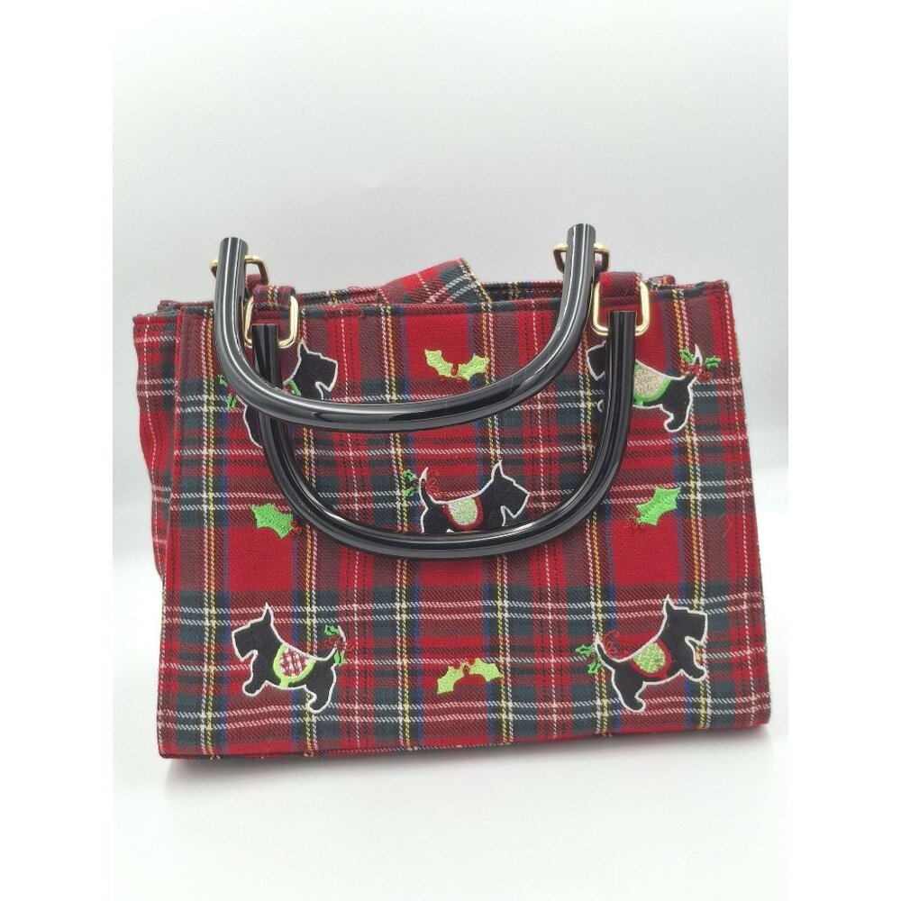 Vtg Kim Rogers Purse Red Plaid Scottie Dogs Terriers/Ralph Lauren Christmas